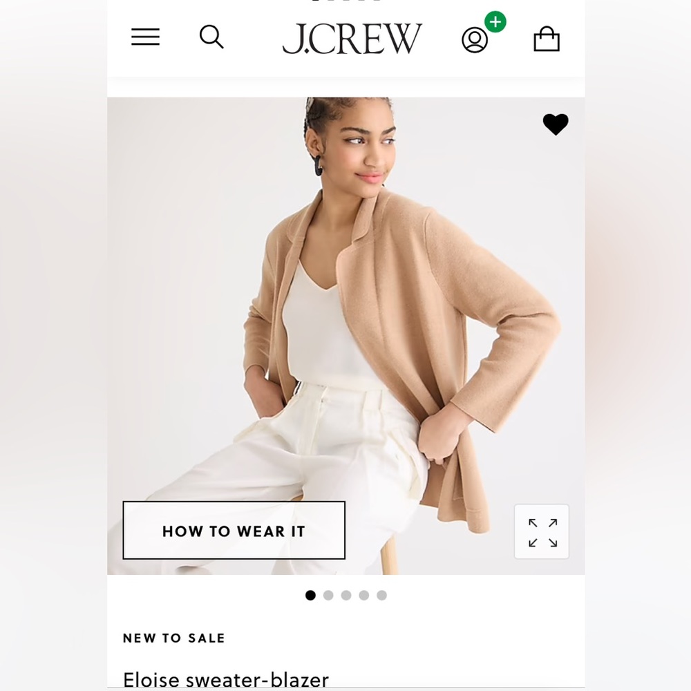 Jcrew Eloise Blazer- knit, open front jacket.